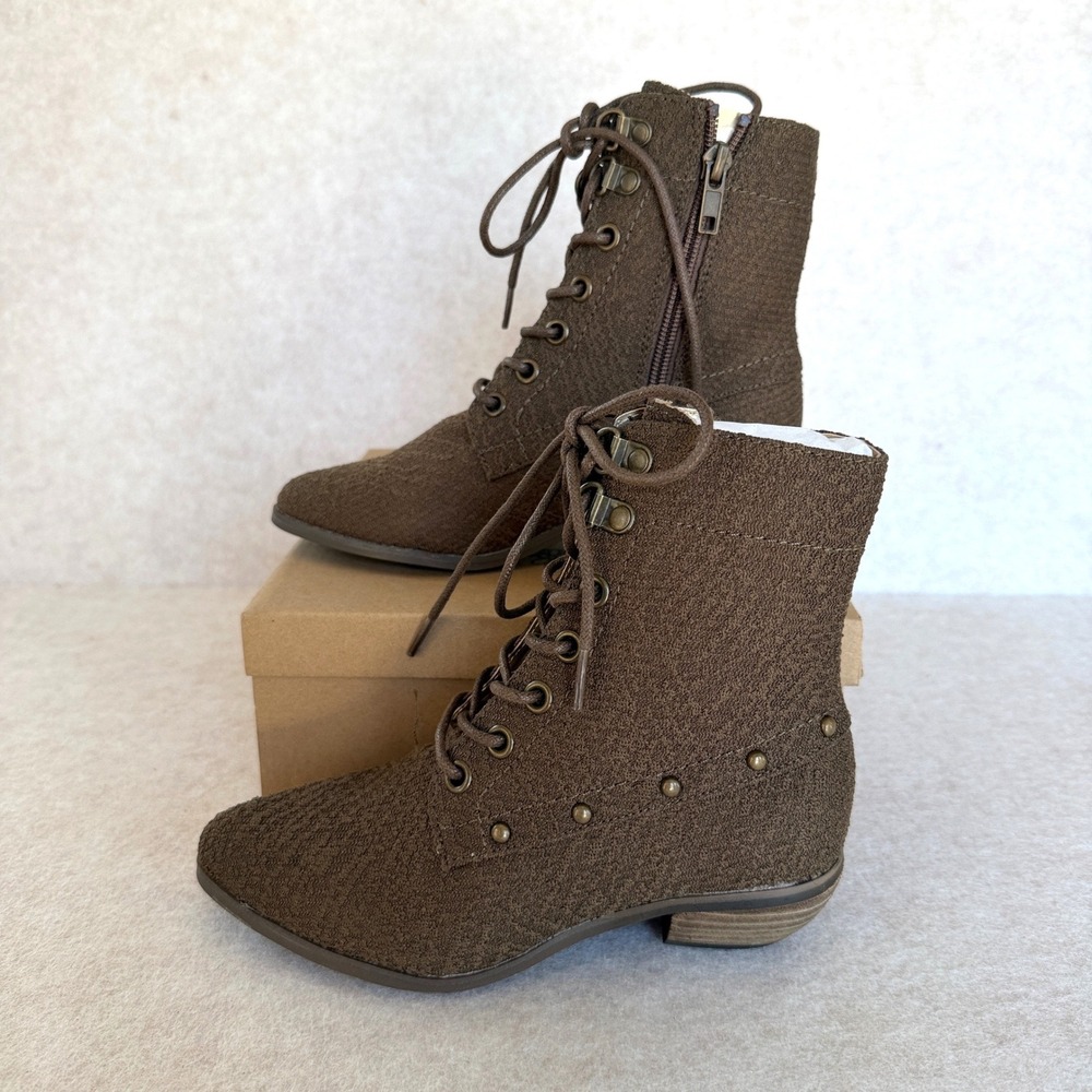 Joyfolie Eliza Boot Brown Girls Size 13 Lace Textured Ankle Boots NEW